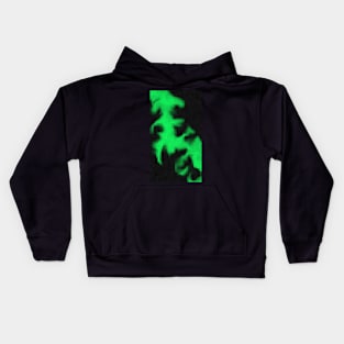 green flame pixel art Kids Hoodie